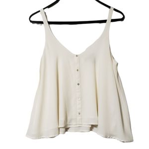 Forever 21 Semi Sheer Ivory Button Tank Top